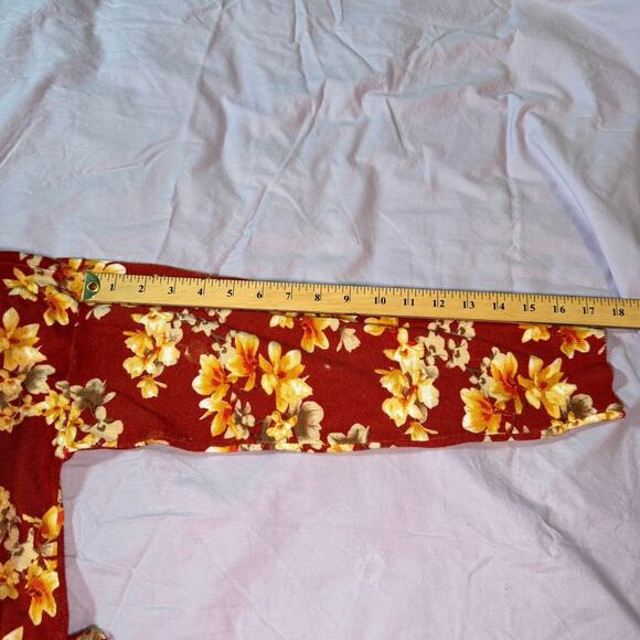 Cable & Gauge Women's sz Medium Crew Neck Long Sleeve Rust Floral Sweater Light - Picture 9 of 9